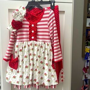 Swoon Baby Clothing- Christmas / Valentines set with matching headband- Size 4T